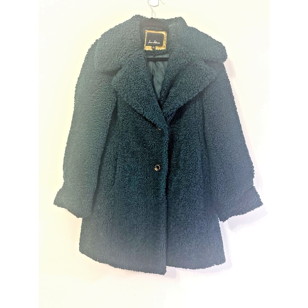 Sam Edelman Women's Green Sherpa Mid-Length Winter Coat Jacket Lined Size M